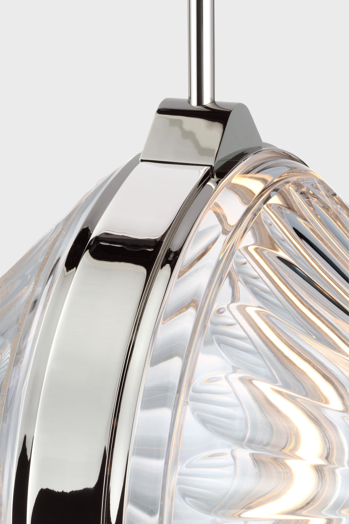 Copper Coast 15" Olive Cut Takpendel — Waterford for Visual Comfort & Co. — Polished Nickel with Olive Cut Clear Crystal detaljbild