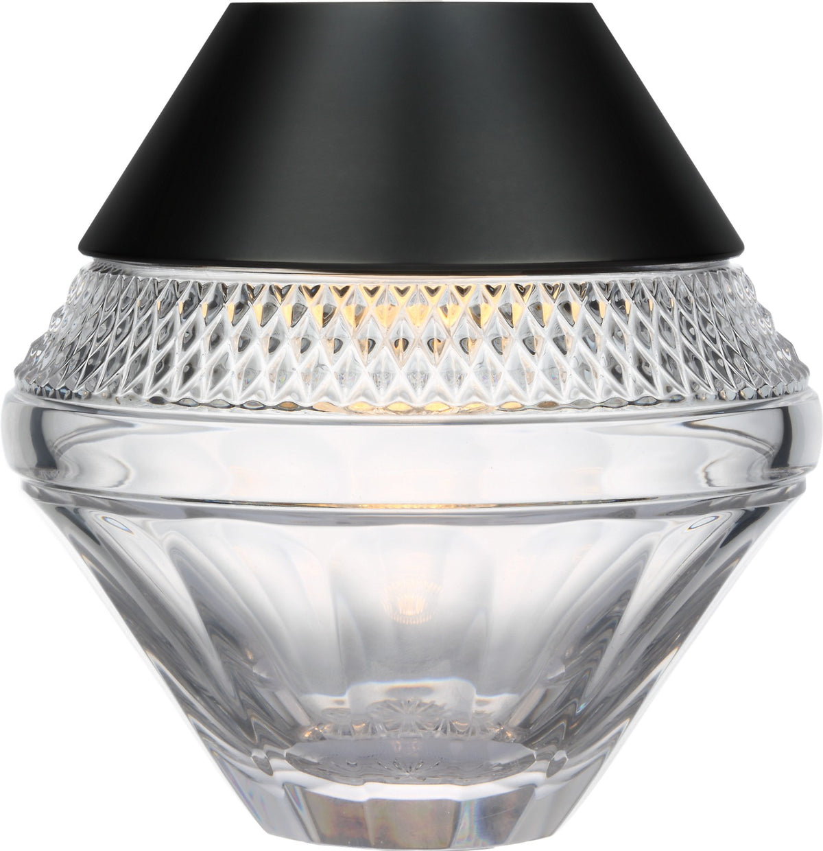 Copper Coast 5" Rechargeable Table Lamp — Waterford for Visual Comfort & Co. — Bronze with Clear Crystal