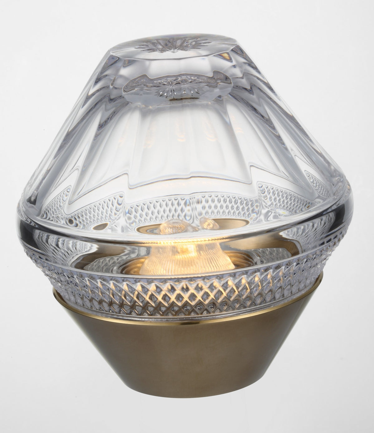 Copper Coast 5" Rechargeable Bordslampa — Waterford for Visual Comfort & Co. — Natural Brass with Clear Crystal detaljbild