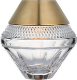 Copper Coast 5" Rechargeable Table Lamp — Waterford for Visual Comfort & Co. — Natural Brass with Clear Crystal