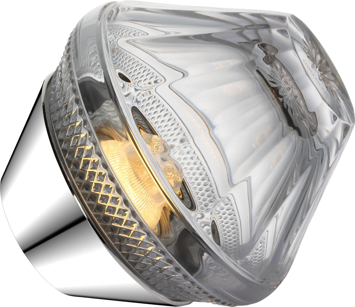 Copper Coast 5" Rechargeable Bordslampa — Waterford for Visual Comfort & Co. — Polished Nickel with Clear Crystal detaljbild