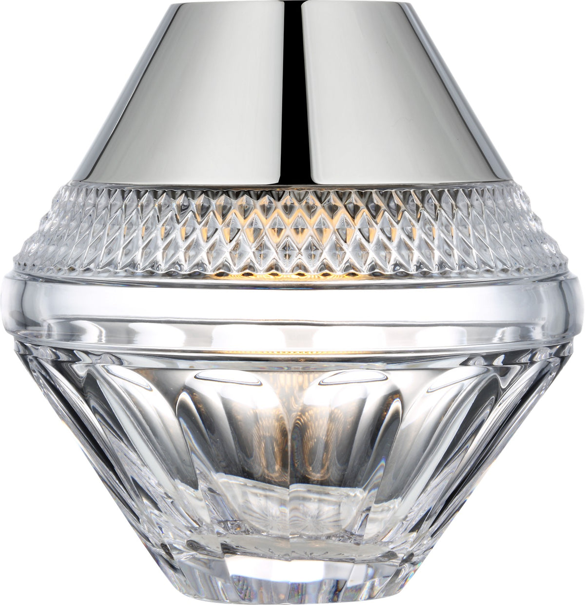 Copper Coast 5" Rechargeable Table Lamp — Waterford for Visual Comfort & Co. — Polished Nickel with Clear Crystal