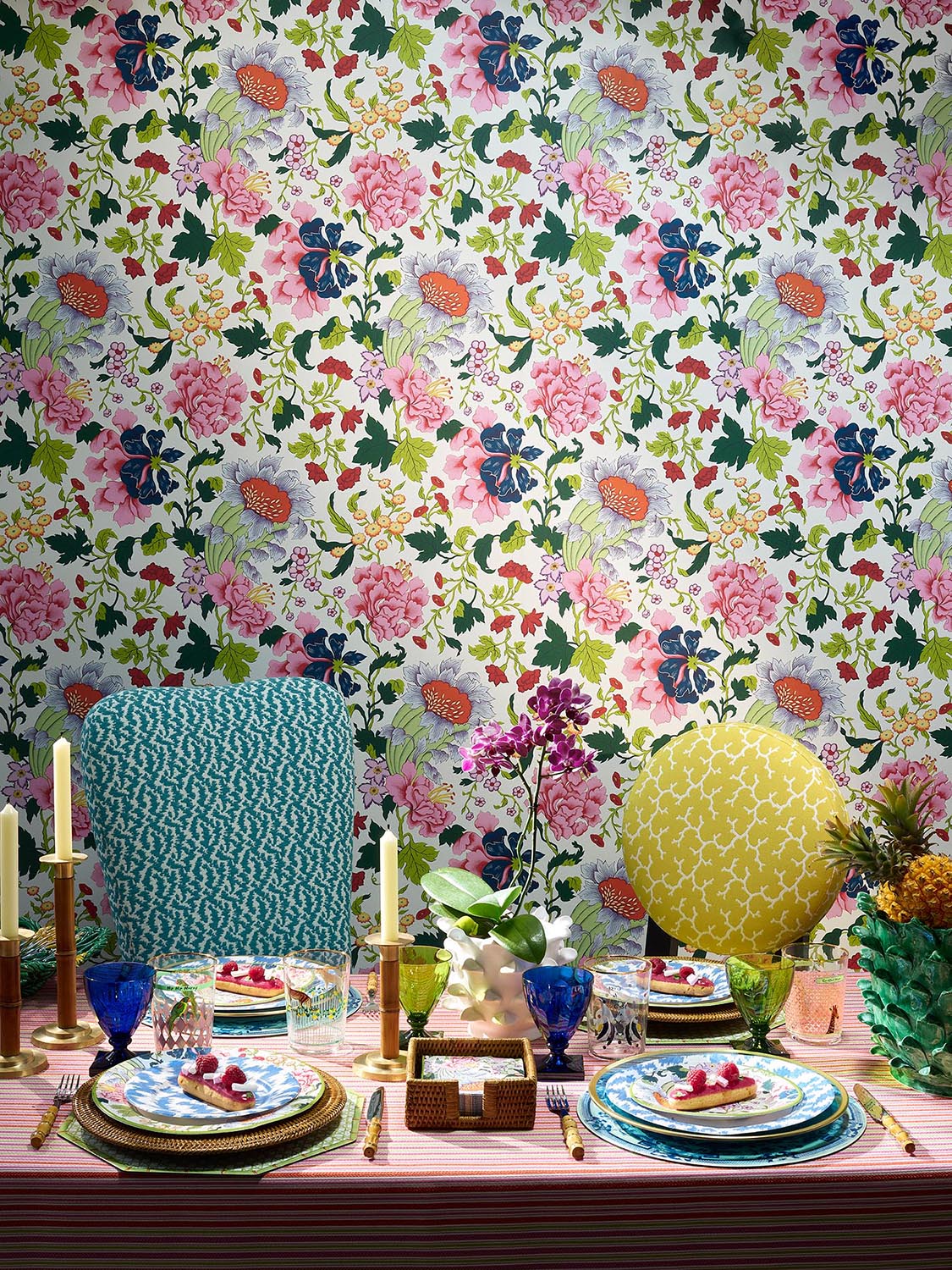 Corail room setting — Pierre Frey fabric