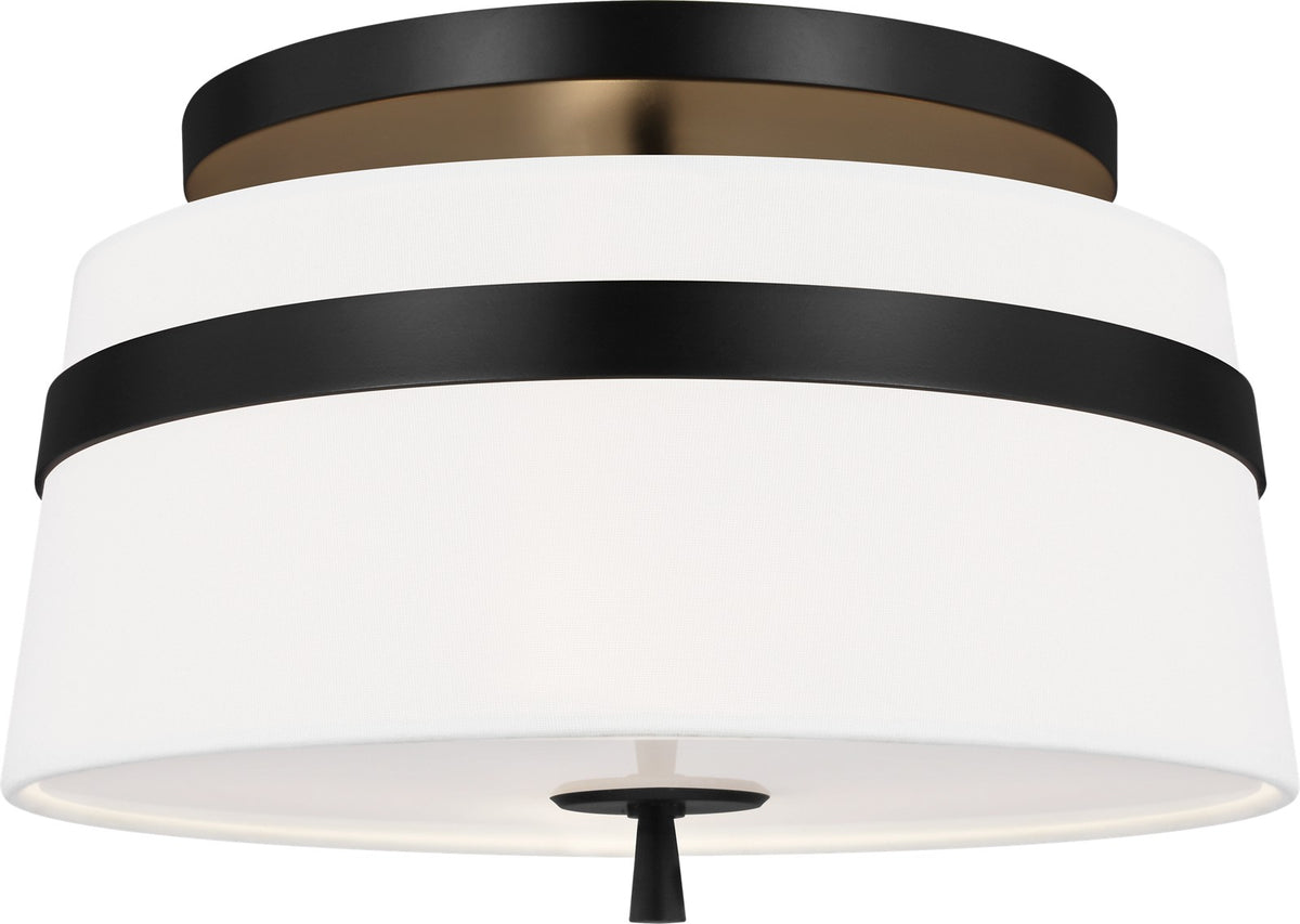 Cordtlandt Small Plafond — Alexa Hampton for Visual Comfort & Co. — Aged Iron with Linen Shades