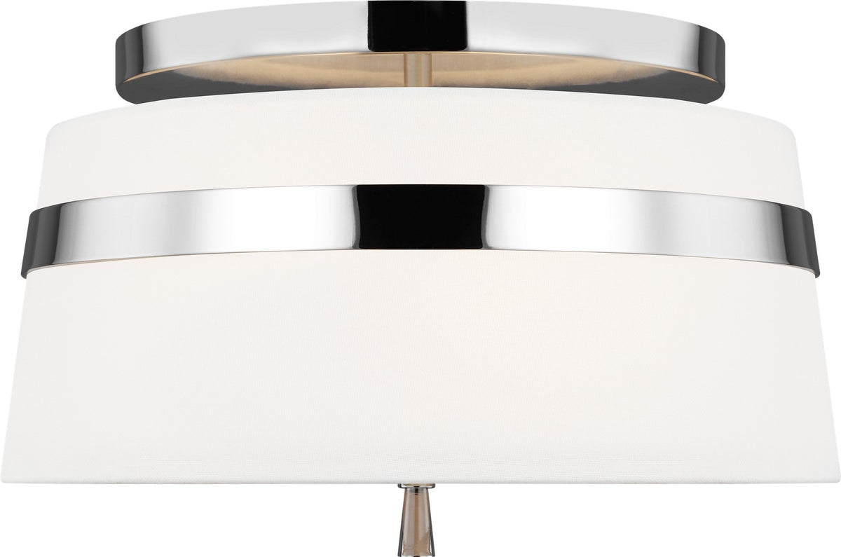Cordtlandt Small Plafond — Alexa Hampton for Visual Comfort & Co. — Polished Nickel with Linen Shades detaljbild