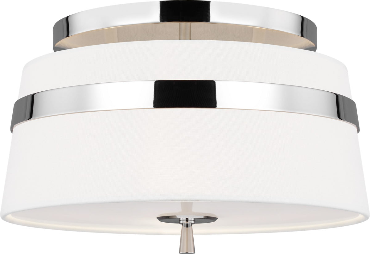 Cordtlandt Small Plafond — Alexa Hampton for Visual Comfort & Co. — Polished Nickel with Linen Shades