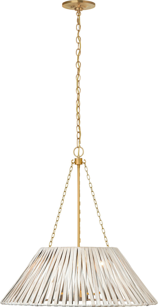 Corinne 24" Wrapped Taklampa — Marie Flanigan for Visual Comfort & Co. — Soft Brass with White Wicker Shade