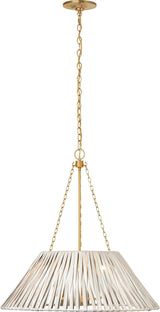 Corinne 24" Wrapped Taklampa — Marie Flanigan for Visual Comfort & Co. — Soft Brass with White Wicker Shade