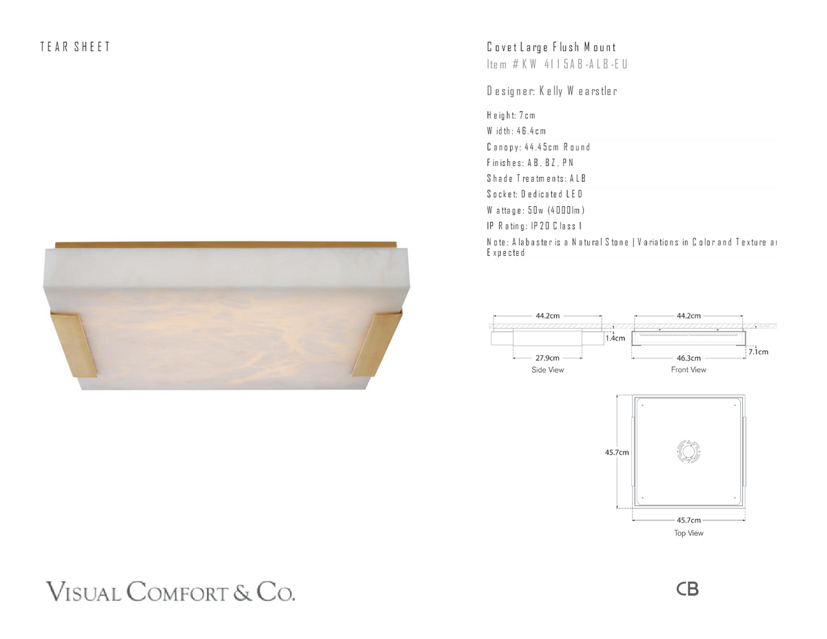 Covet Large Plafond — Kelly Wearstler for Visual Comfort & Co. måttskiss
