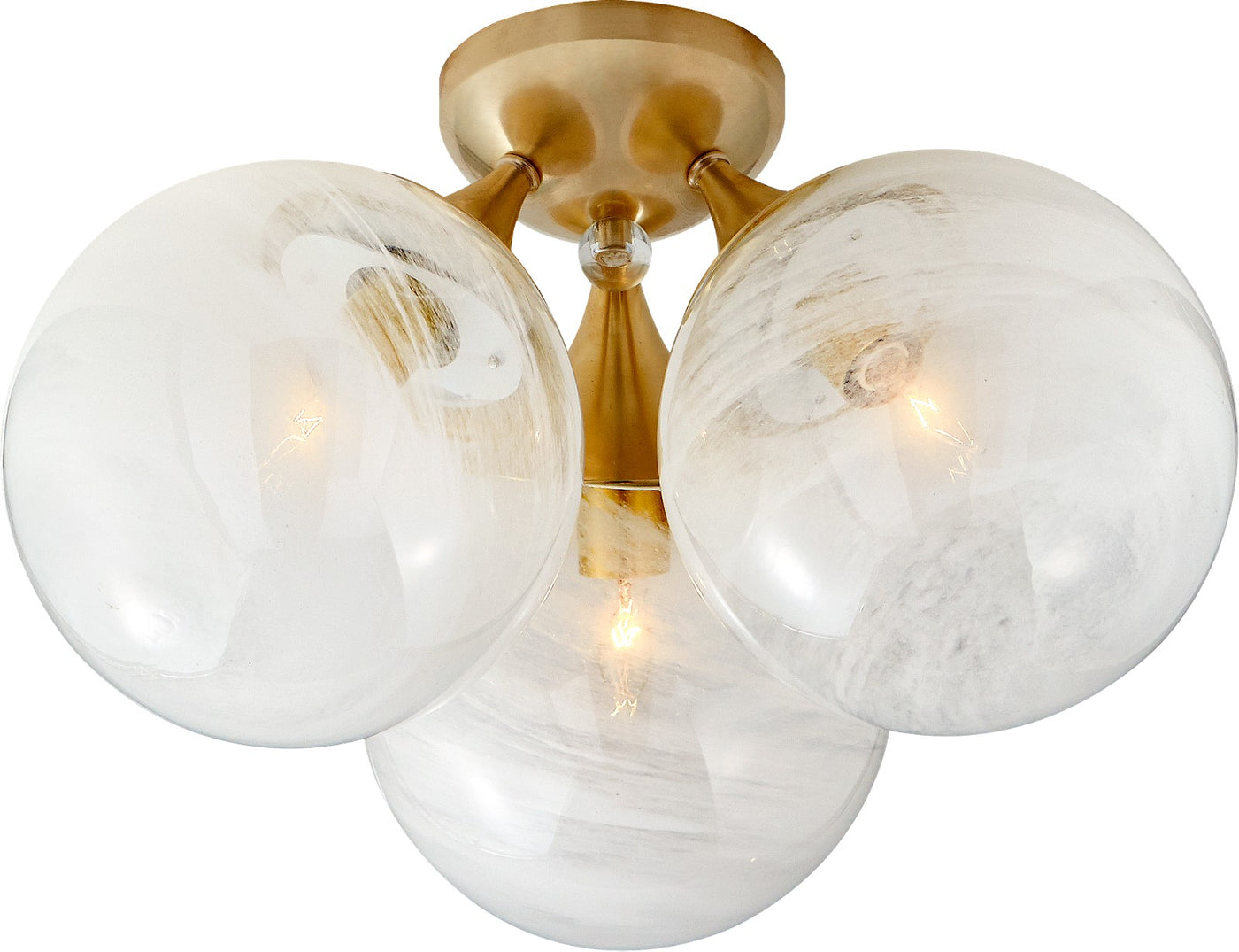 Cristol Large Triple Plafond Antique-Burnished Brass