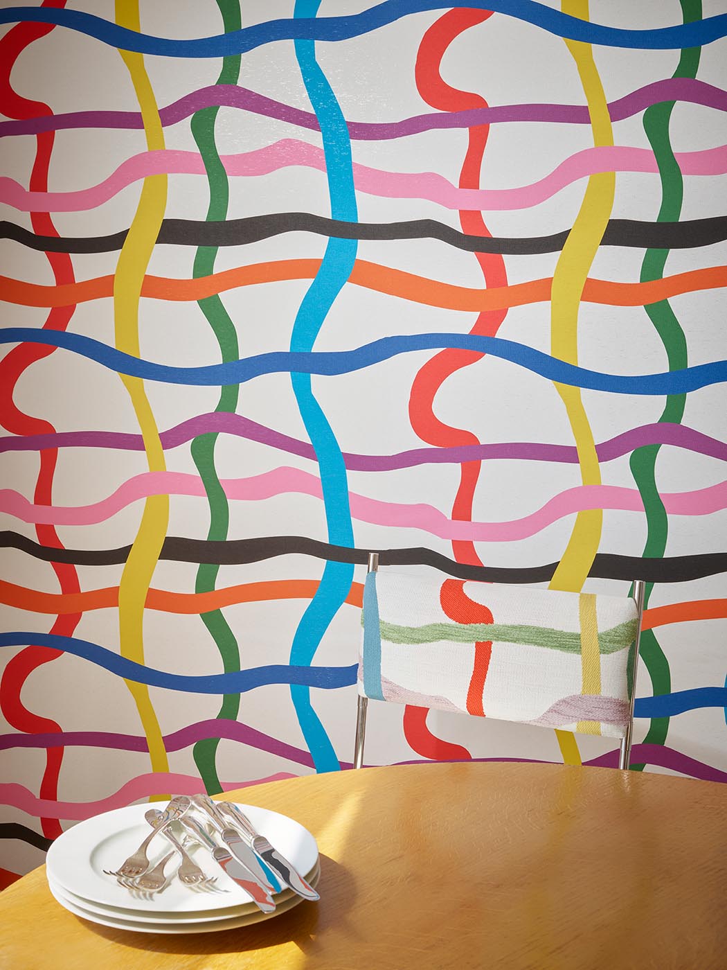 Crossroads room setting — Pierre Frey wallpaper