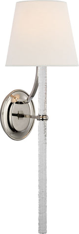 Abigail XL Vägglampa — Marie Flanigan for Visual Comfort & Co. — Polished Nickel and Clear Wavy Glass with Linen Shade