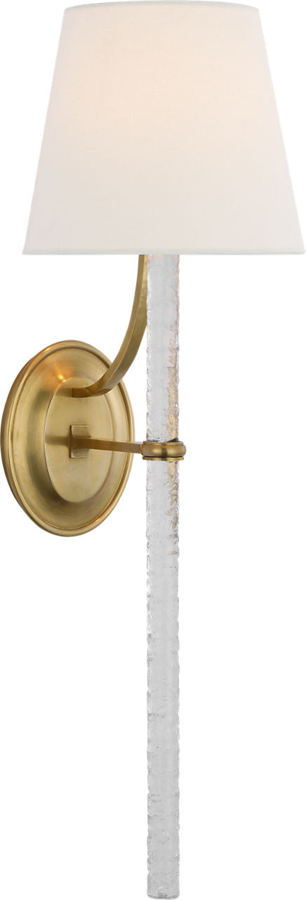 Abigail XL Vägglampa — Marie Flanigan for Visual Comfort & Co. — Soft Brass and Clear Wavy Glass with Linen Shade