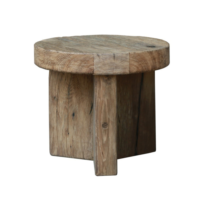 Reclaimed Oak Round Side Table - Keiichi