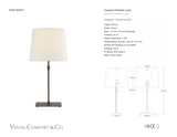 Dauphine Bedside Lamp Bordslampa — Visual Comfort måttskiss