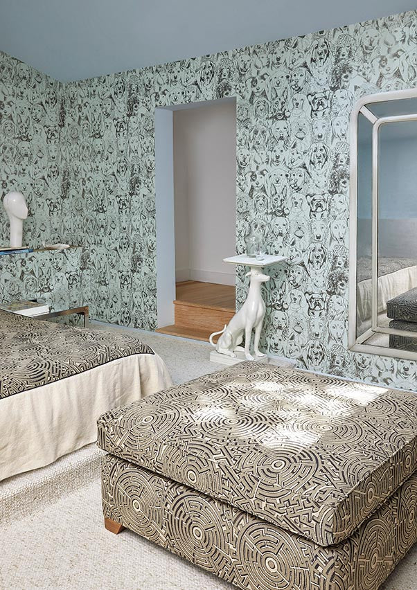 Designer Dogs room setting — Pierre Frey fabric