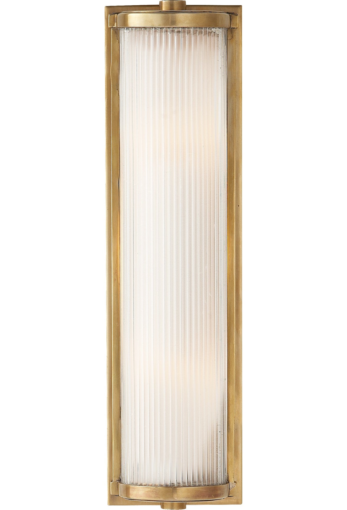 Dresser Vägglampa — Hand-Rubbed Antique Brass with Frosted Glass Liner