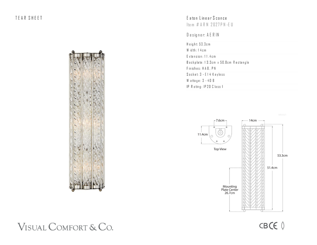 Eaton Linear Vägglampa måttskiss