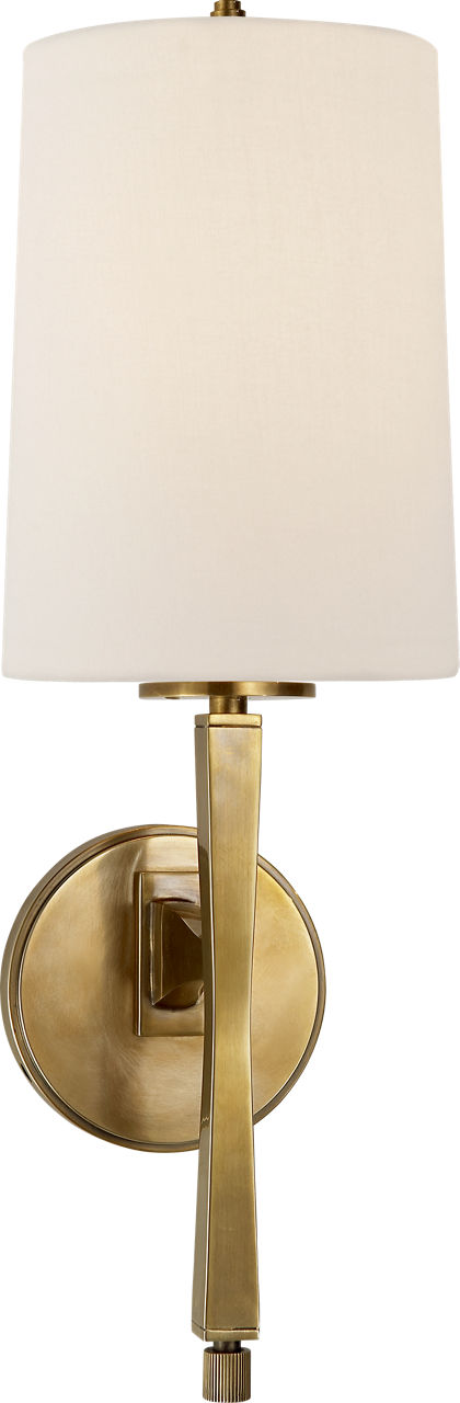 Edie Vägglampa — Thomas O'Brien for Visual Comfort & Co. — Hand-Rubbed Antique Brass with Linen Shade