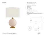 Elsie 12" Cordless Bordslampa — kate spade new york for Visual Comfort & Co. måttskiss