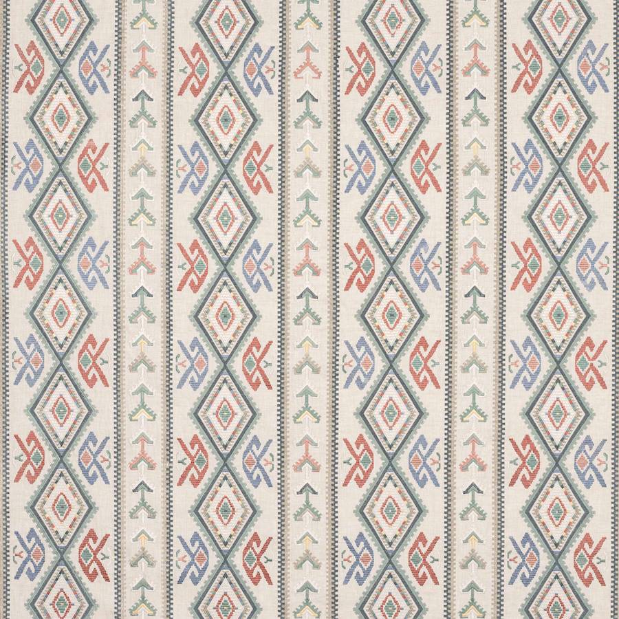 Castille Aqua/Coral — Colefax & Fowler tyg