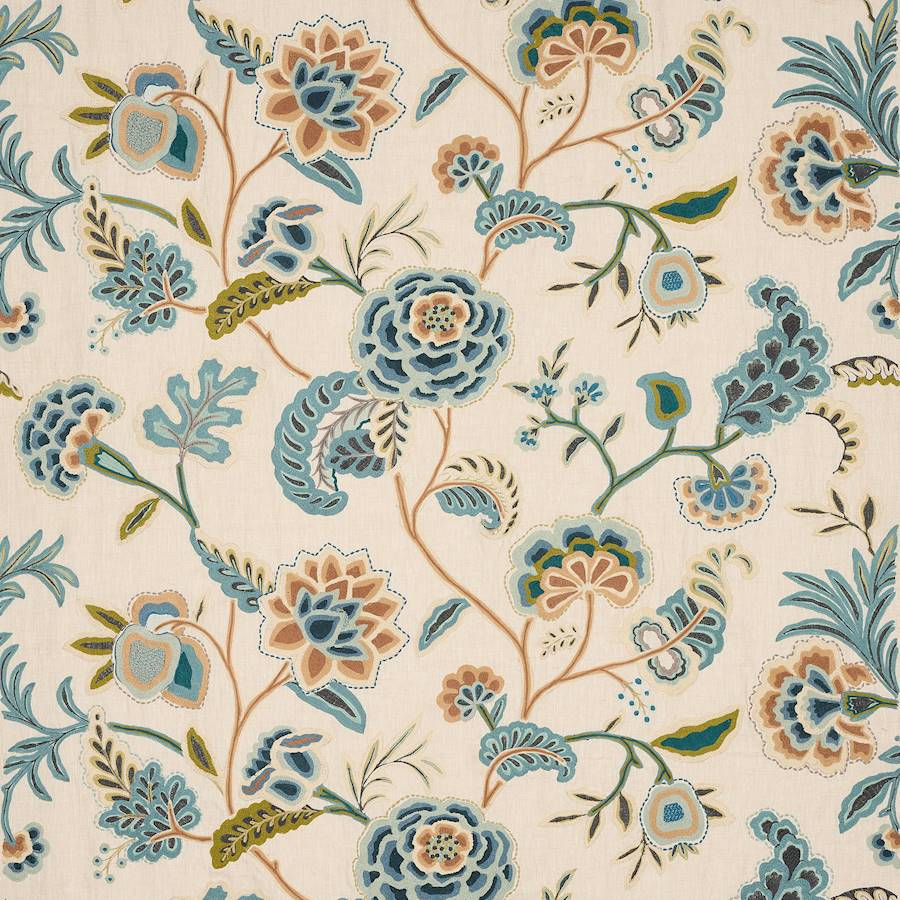 Francine Blue/Sienna — Colefax & Fowler tyg
