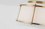 Callaway Small Plafond — Carrier and Company for Visual Comfort & Co. — Hand-Rubbed Antique Brass with Linen Shade and Frosted Acrylic Diffuser detaljbild
