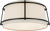 Callaway Small Plafond — Carrier and Company for Visual Comfort & Co. — Bronze with Linen Shade and Frosted Acrylic Diffuser
