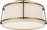 Callaway Small Plafond — Carrier and Company for Visual Comfort & Co. — Hand-Rubbed Antique Brass with Linen Shade and Frosted Acrylic Diffuser