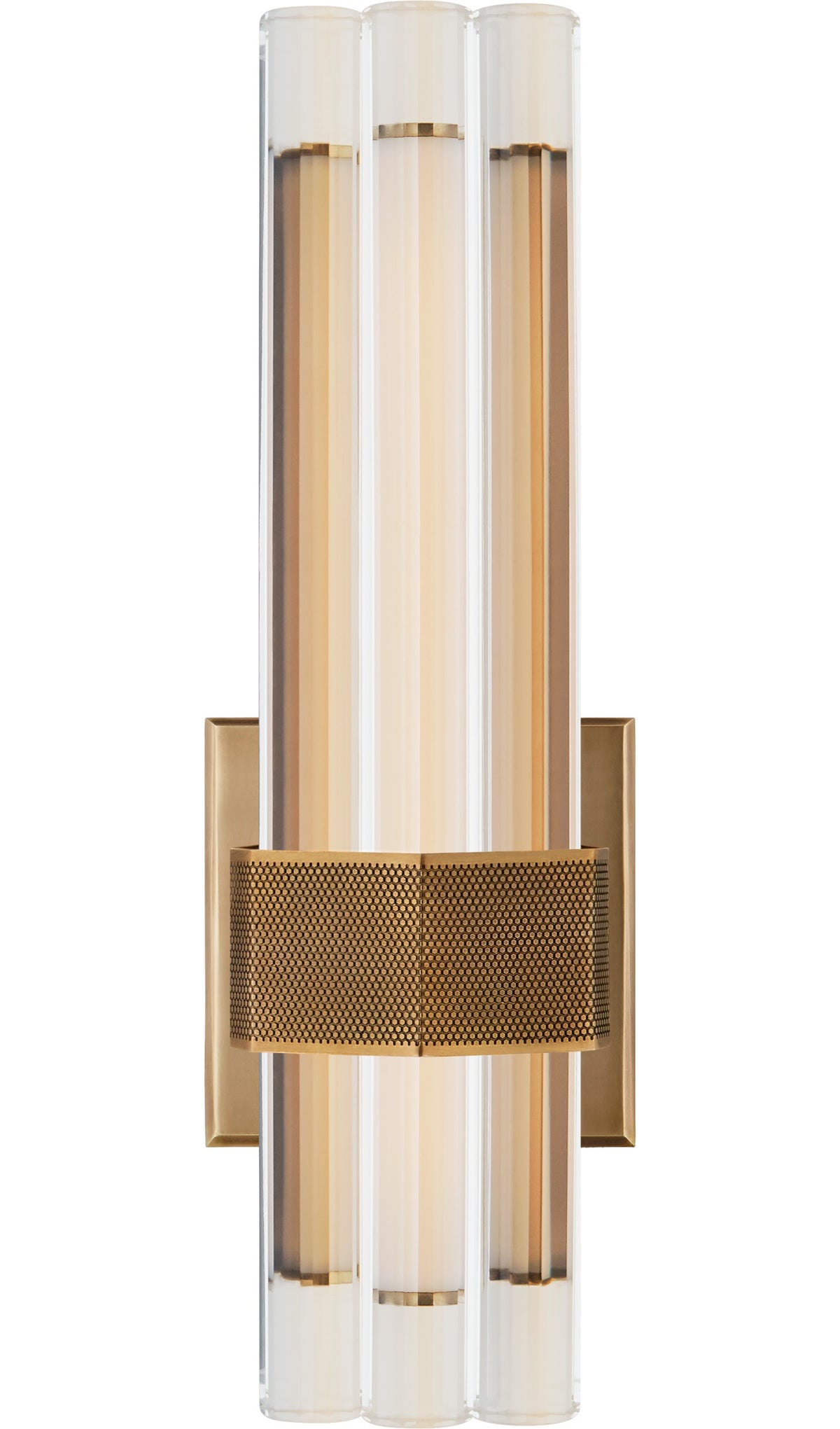 Fascio 14" Asymmetric -seinävalaisin — Lauren Rottet for Visual Comfort & Co. — Hand-Rubbed Antique Brass with Crystal