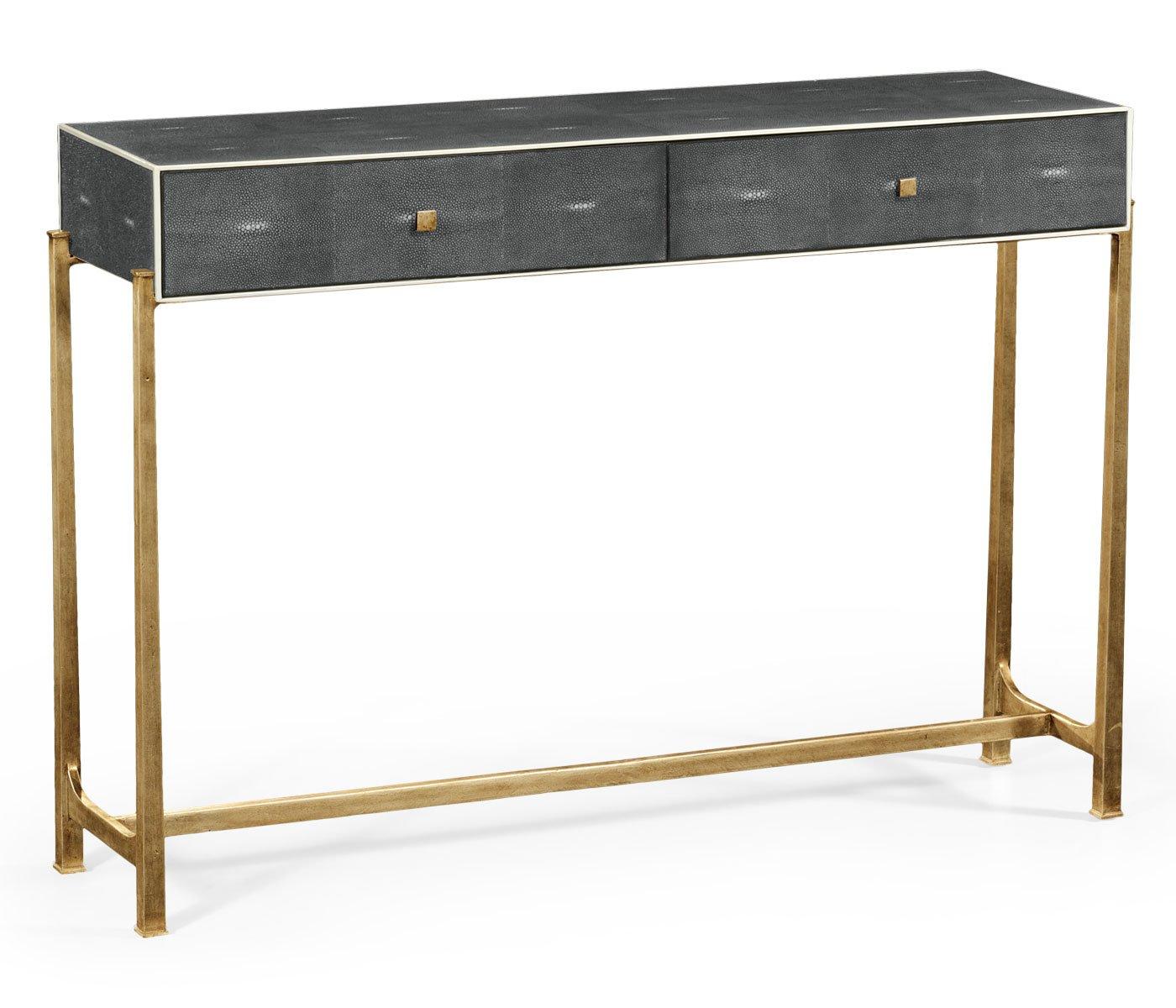 1930s Console Table in Gilded Anthracite Shagreen