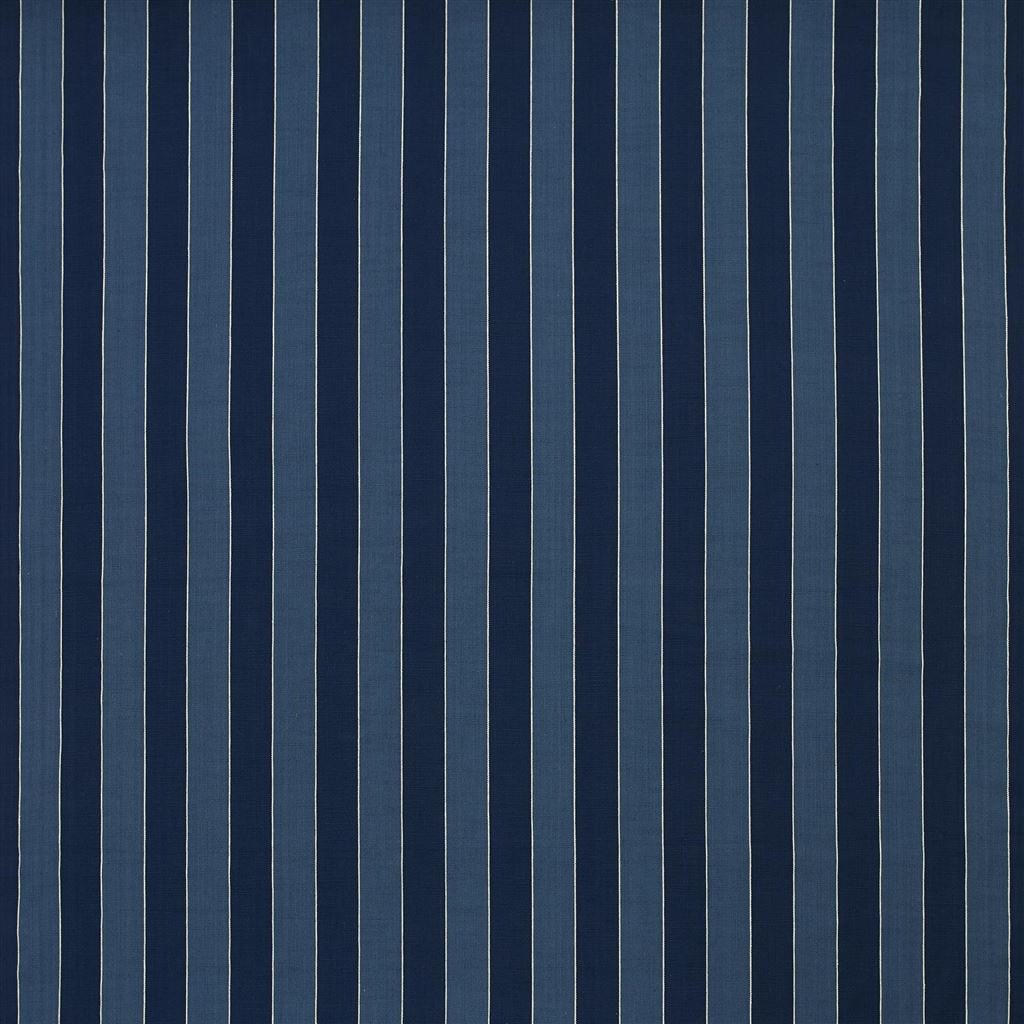 Featherbed Stripe Indigo Fabric — Ralph Lauren Home tyg