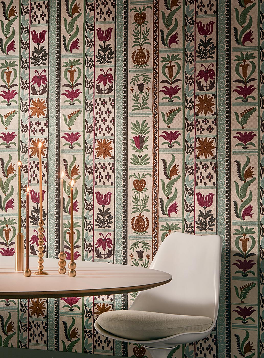 Fleurs de Lumiere room setting — Pierre Frey wallpaper