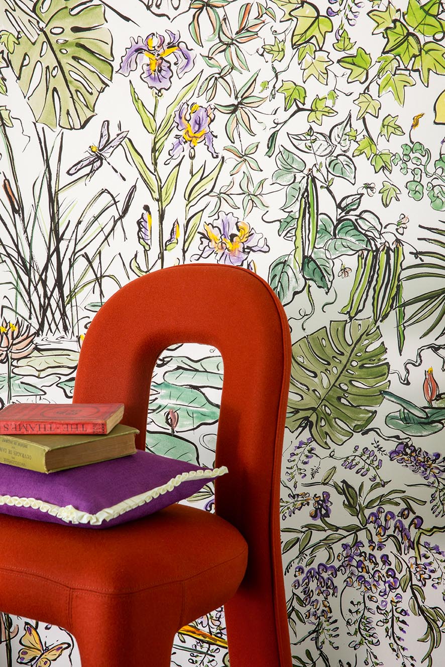 Flore room setting — Pierre Frey wallpaper