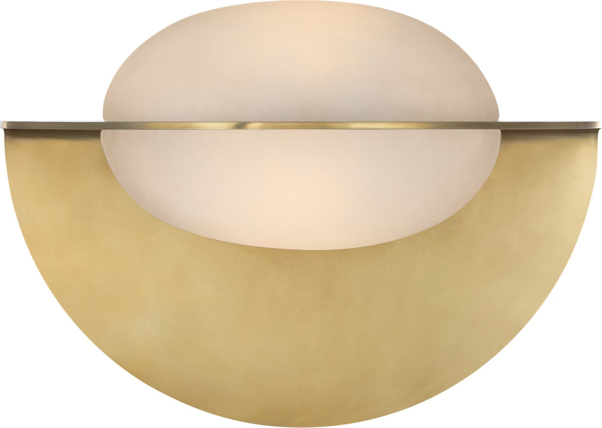 Fosse 9" Invertable Oval Wall Light — Kelly Wearstler for Visual Comfort & Co. — Antique-Burnished Brass with Alabaster