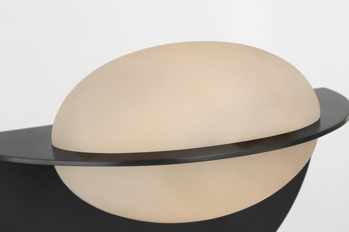 Fosse 9" Invertable Oval Vägglampa — Kelly Wearstler for Visual Comfort & Co. — Bronze with Alabaster detaljbild