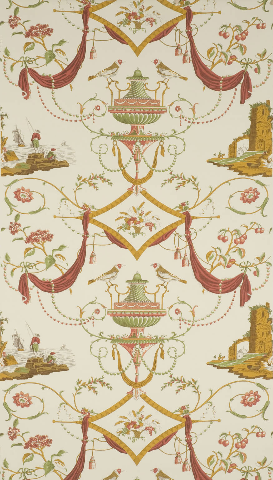 Wallpaper Bazoches Corail amande — Pierre Frey -tapetti