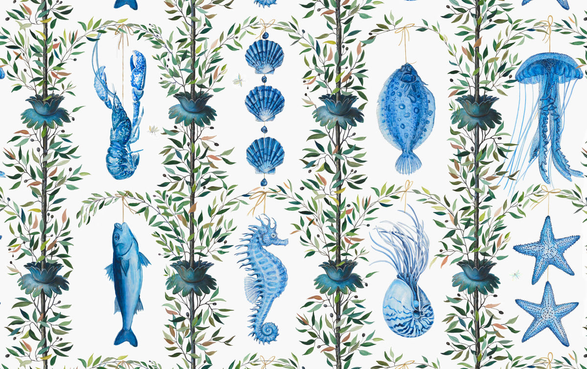Bonne Peche Bleu — Pierre Frey behang