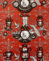 Fontaine et Animaux Barbouillage Rouge d'orient — Pierre Frey wallpaper