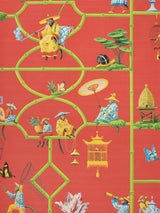 Les Singes Savants Rouge — Pierre Frey wallpaper