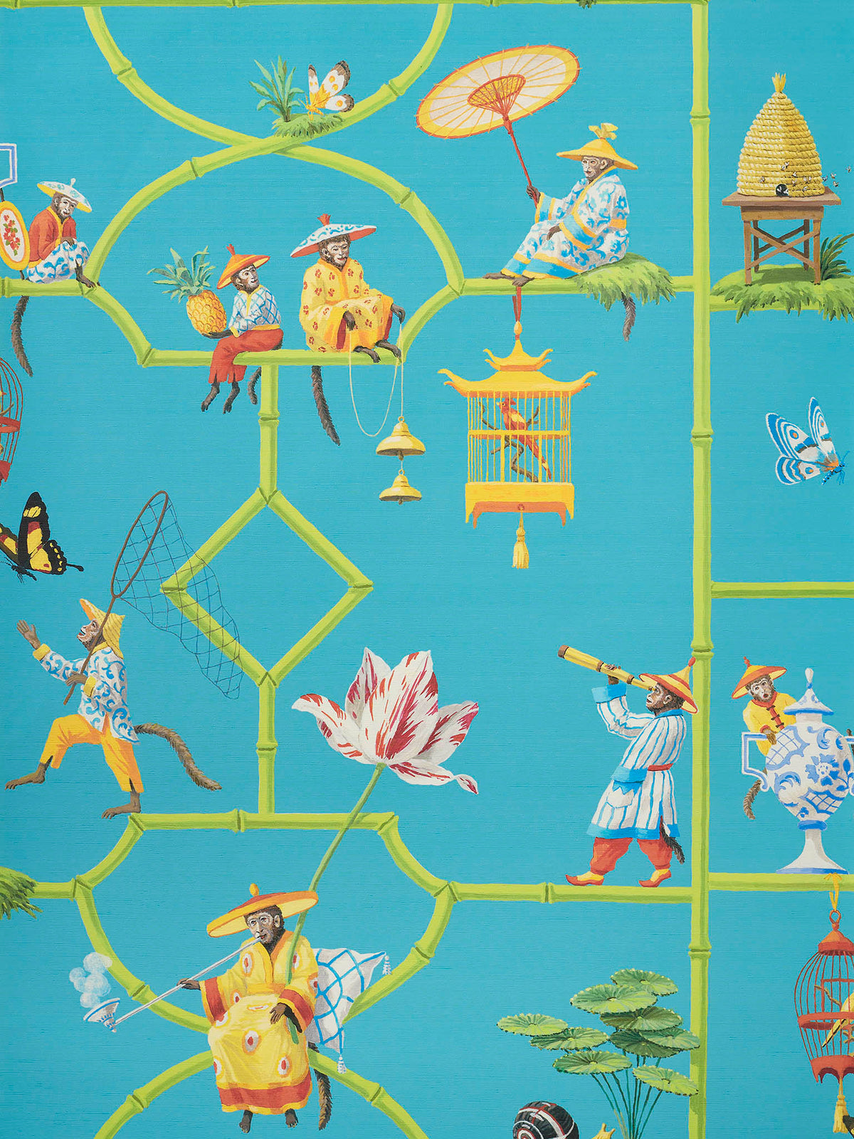 Les Singes Savants Turquois — Pierre Frey wallpaper
