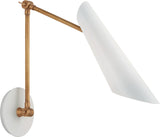 Franca Double Library Vägglampa — Visual Comfort — Hand-Rubbed Antique Brass with White Shade