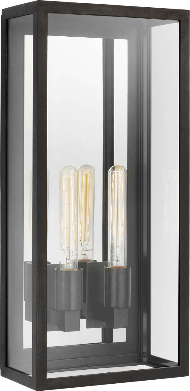 Fresno Large 2-Light 3/4 Wall Utomhuslampa — Chapman & Myers for Visual Comfort & Co. — Aged Iron with Clear Glass
