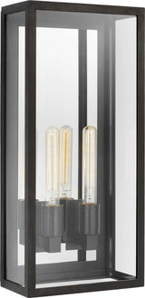 Fresno Large 2-Light 3/4 Wall Utomhuslampa — Chapman & Myers for Visual Comfort & Co. — Aged Iron with Clear Glass