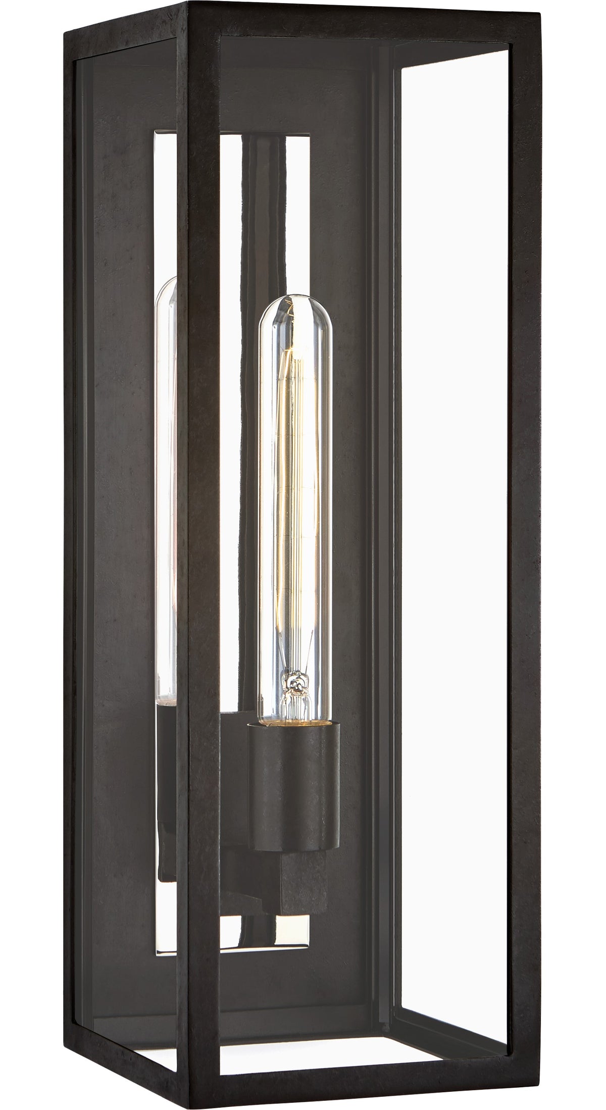 Fresno Large 3/4 Wall Utomhuslampa — Chapman & Myers for Visual Comfort & Co. — Aged Iron with Clear Glass