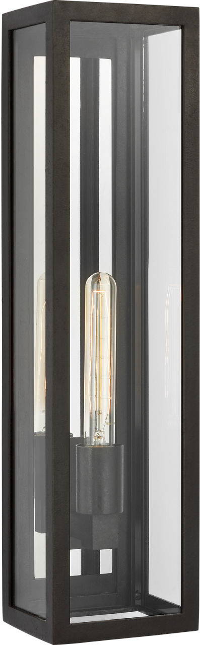 Fresno Large Tall 3/4 Wall Outdoor Light — Chapman & Myers for Visual Comfort & Co. — Aged Iron with Clear Glass
