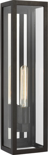 Fresno Large Tall 3/4 Wall Outdoor Light — Chapman & Myers for Visual Comfort & Co. — Aged Iron with Clear Glass