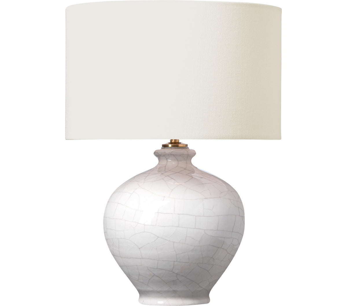 Gaios 13" Cordless Bordslampa — AERIN for Visual Comfort & Co. — Crackled Ivory with Linen Shade