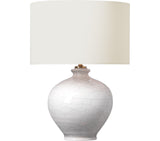 Gaios 13" Cordless Bordslampa — AERIN for Visual Comfort & Co. — Crackled Ivory with Linen Shade