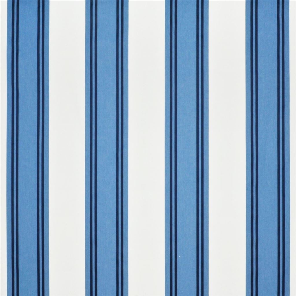 Garland Stripe Blue Fabric — Ralph Lauren Home tyg